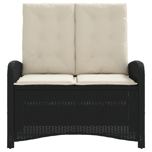 vidaXL Panca Reclinabile da Giardino con Cuscini Nera in Polyrattan