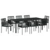 vidaXL Set da Pranzo per Giardino 9 pcs Nero Rattan in PE