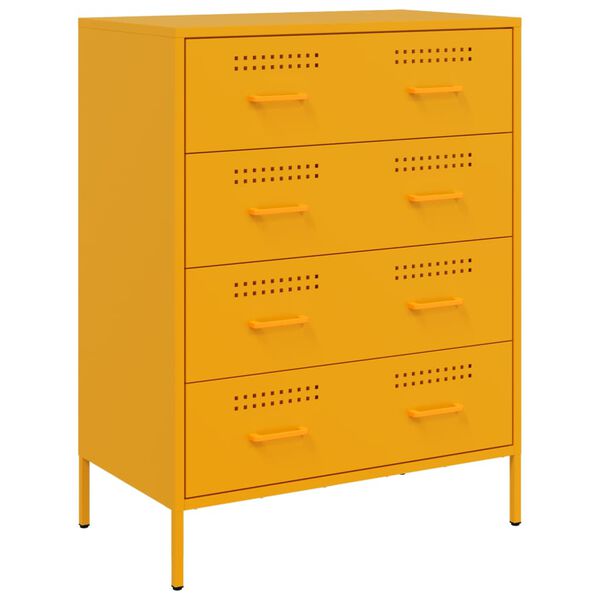 vidaXL Credenza Giallo Senape 68x39x89 cm in Acciaio