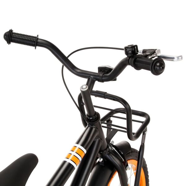 vidaXL Bici per Bambini con Trasportino Frontale 16'' Nero e Arancione