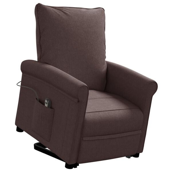 vidaXL Poltrona Alzapersona Marrone Scuro in Tessuto