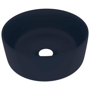vidaXL Lavandino Lusso Rotondo Blu Scuro Opaco 40x15 cm in Ceramica