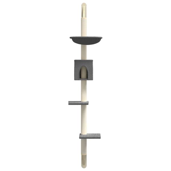 vidaXL Albero per Gatti con Tiragraffi a Parete Grigio Scuro 187 cm