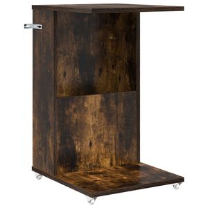 vidaXL Tavolo laterale con ruota Rovere fum&eacute; 40 x 35 x 60 cm