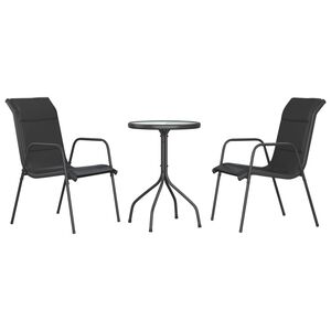 vidaXL Set da Pranzo da Giardino 3 pz in Acciaio Nero