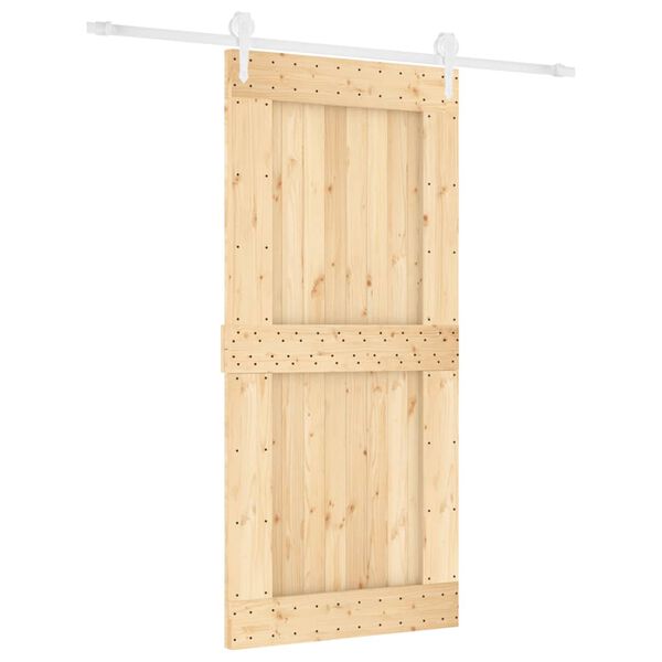 vidaXL Porta Scorrevole con Set Hardware 95x210 cm Legno Massello Pino