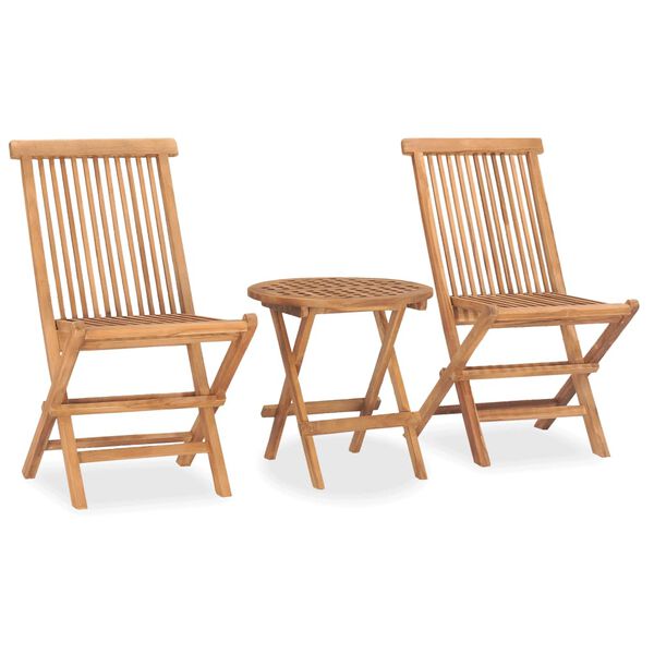 vidaXL Set da Pranzo da Giardino Pieghevole 3 pz in Massello di Teak