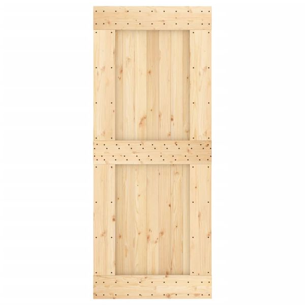 vidaXL Porta Scorrevole con Set Hardware 85x210 cm Legno Massello Pino