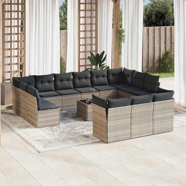 vidaXL Set Divani da Giardino 14pz con Cuscini in Polyrattan
