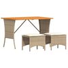 vidaXL Set da Pranzo da Giardino 3 pz con Cuscini Beige in Polyrattan