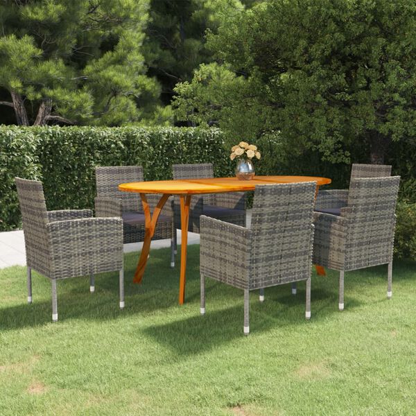 vidaXL Set Mobili da Pranzo per Giardino 7 pz Grigio