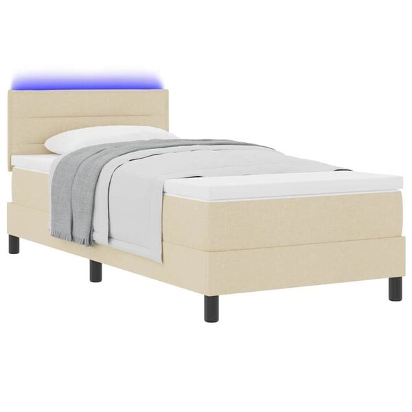vidaXL Letto a molle con materasso con led Crema 100 x 200 cm Tessuto