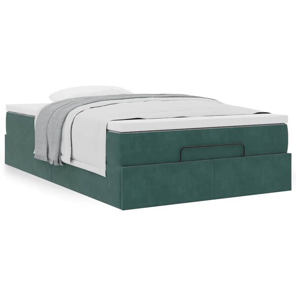 vidaXL Pouf Letto con Materasso Verde Scuro 120x190 cm Velluto