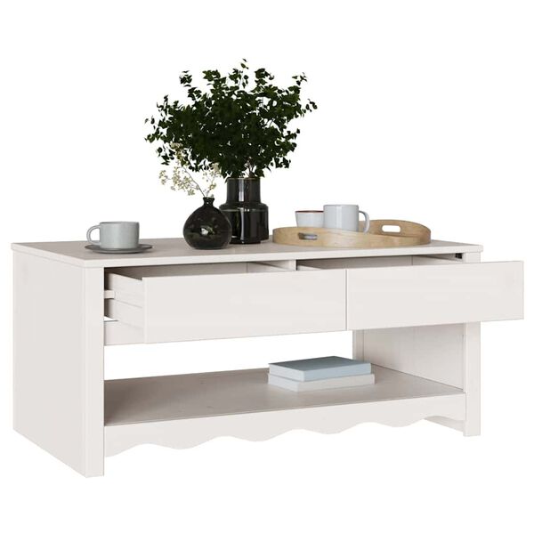 vidaXL Tavolino da salotto con cassetto Drammen Bianco 99 x 55 x 45 cm