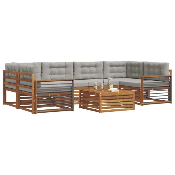 vidaXL Set di divani da esterno 7 pcs Grigio Naturale e Chiaro