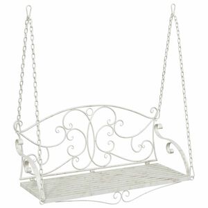 vidaXL Panchina a Dondolo Acciaio 110 x 52,5 x 47 cm Bianco Antico