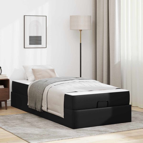 vidaXL Struttura letto con materasso con materasso 2 pcs Nero PVC