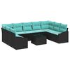 vidaXL Set di divani con cuscino 10 pcs Nero polyrattan