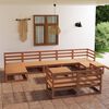 vidaXL Set Salotto da Giardino 10 pz Marrone Ambra Legno Massello Pino