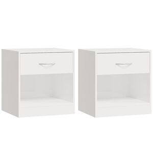 vidaXL Comodini 2 pz con Cassetto in Bianco Lucido