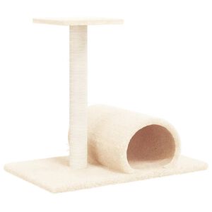 vidaXL Palo Tiragraffi per Gatti con Tunnel Crema 60x34,5x50 cm