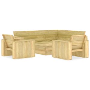 vidaXL Set Divani da Giardino 4 pz in Legno di Pino Impregnato