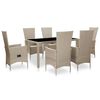 vidaXL Set da Pranzo da Giardino 7 pz con Cuscini in Polyrattan Beige