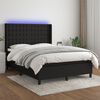 vidaXL Letto a Molle con Materasso e LED Nero 140x190 cm in Tessuto