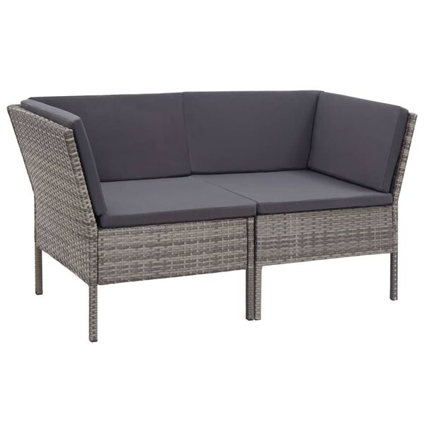 vidaXL Set Divani da Giardino 6 pz con Cuscini in Polyrattan Grigio