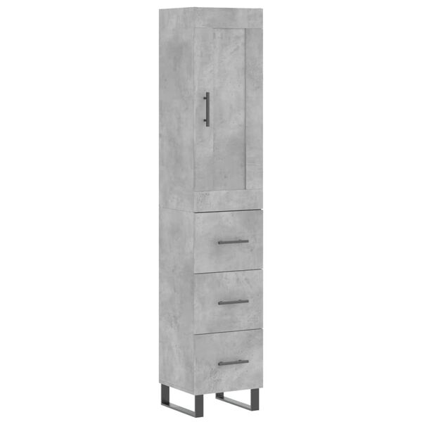 vidaXL Credenza Grigio Cemento 34,5x34x180 cm in Legno Multistrato