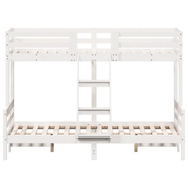 vidaXL Letto a Castello 80x200/120x200cm Bianco Legno Massello di Pino