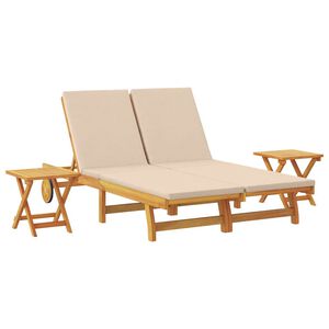 vidaXL Lettino da sole con cuscino Beige Legno di Acacia Massello