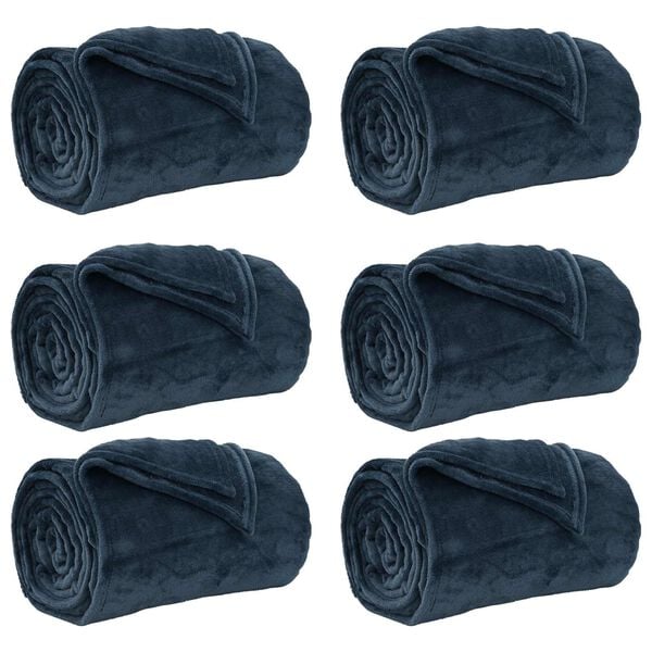 vidaXL Coperte da Pile 6 pcs Blu navy 150 x 200 cm Panno