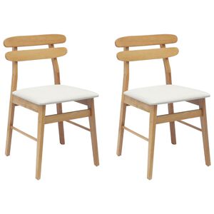 vidaXL Sedia da pranzo 2 pz Legno di gomma solido Naturale e chiaro