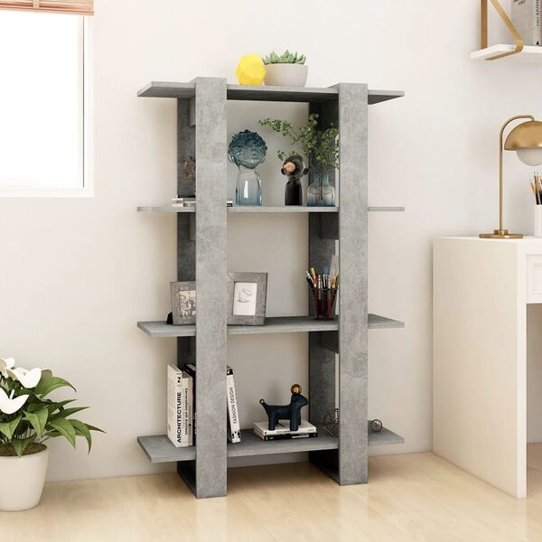 vidaXL Libreria/Divisorio Grigio Cemento 80x30x123,5 cm