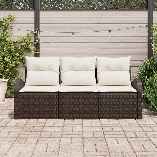 vidaXL Set Divano da Giardino Marrone polyrattan