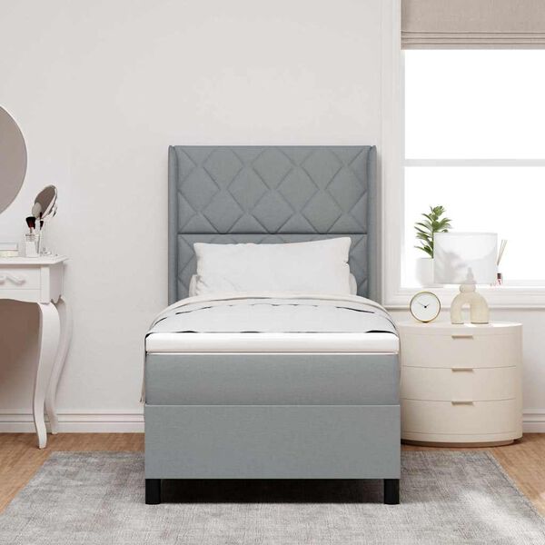 vidaXL Letto a molle con materasso Grigio chiaro 90 x 200 cm Tessuto