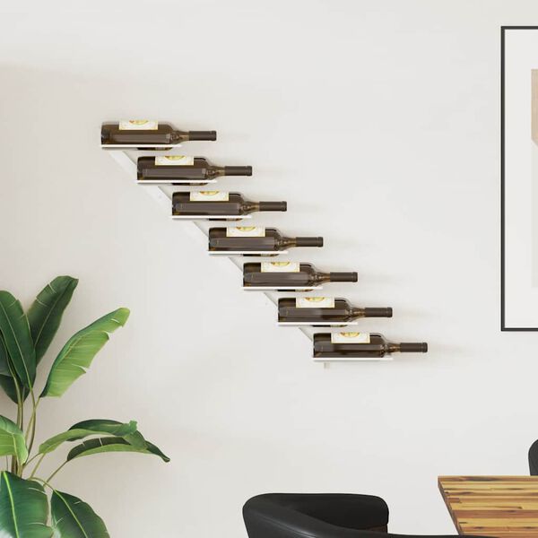 vidaXL Portavini da Parete per 7 Bottiglie Metallo Bianco