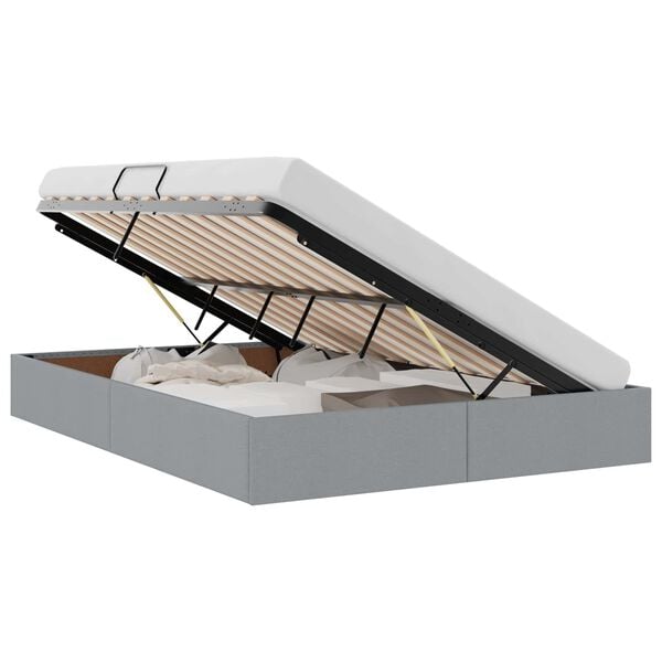 vidaXL Letto con Contenitore Grigio chiaro 135 x 190 cm Tessuto