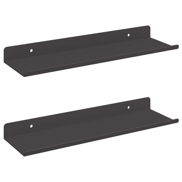 vidaXL Mensola sospesa 2 pcs Nero 30 x 9 x 2,5 cm Acciaio