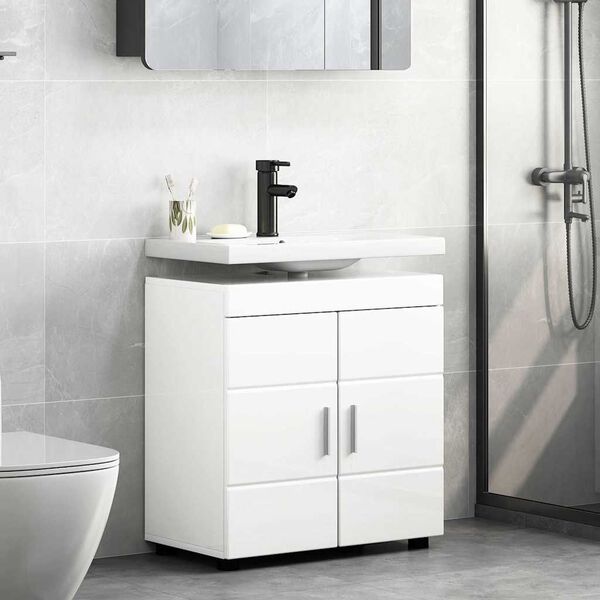 vidaXL Set di Armadi da Bagno TULUM Bianco Lucido 60 x 34 x 63 cm