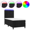 vidaXL Letto a Molle con Materasso e LED Nero 90x200 cm in Velluto