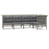 vidaXL Set Divani da Giardino 5 pz con Cuscini in Polyrattan Grigio