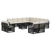 vidaXL Set Divano da Giardino 14 pcs Nero e Bianco Crema polyrattan