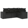 vidaXL Set Divani da Giardino 4 pz con Cuscini Nero in Polyrattan
