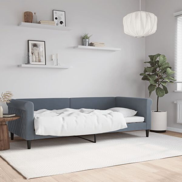 vidaXL Letto da Giorno Grigio Scuro 90x200 cm in Velluto