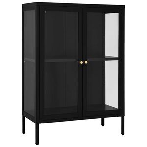 vidaXL Credenza Nera 75x35x105 cm in Acciaio e Vetro