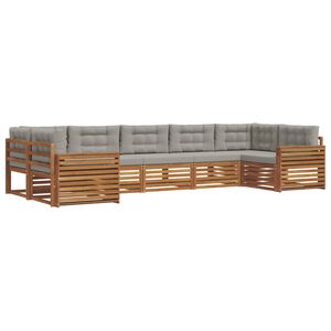 vidaXL Set di divani da esterno 7 pcs Grigio Naturale e Chiaro