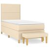 vidaXL Giroletto a Molle con Materasso Crema 100x200 cm in Tessuto