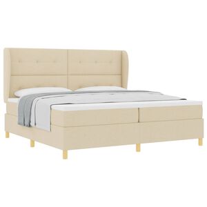vidaXL Letto a molle con testiera Crema 200 x 200 cm Tessuto
